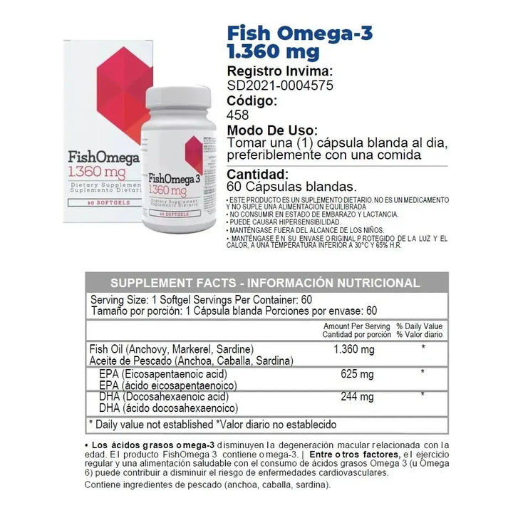 Omega 3 1360 Mg Healthy America Sin Sabor - Imagen 2