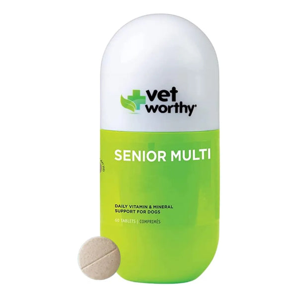 Multivitaminico Masticable Para Perros Mayores Con Antioxidantes Vet Worthy 60 Tabletas