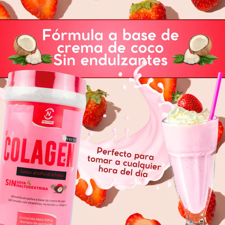Colágeno Hidrolizado Fresa Nutrition Factory 500g - Imagen 6