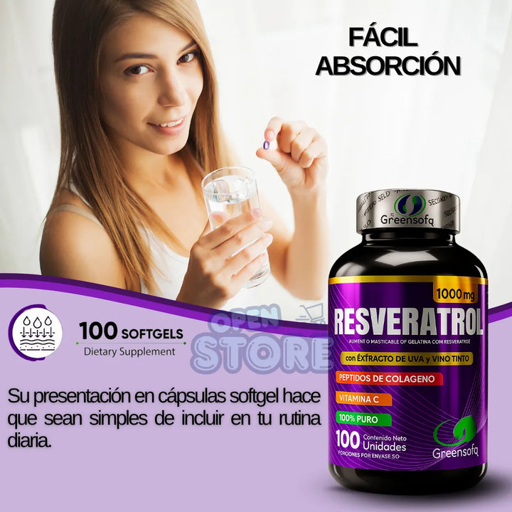 Resveratrol Americano Puro 1600 Con Peptidos De Colageno Original - Imagen 4
