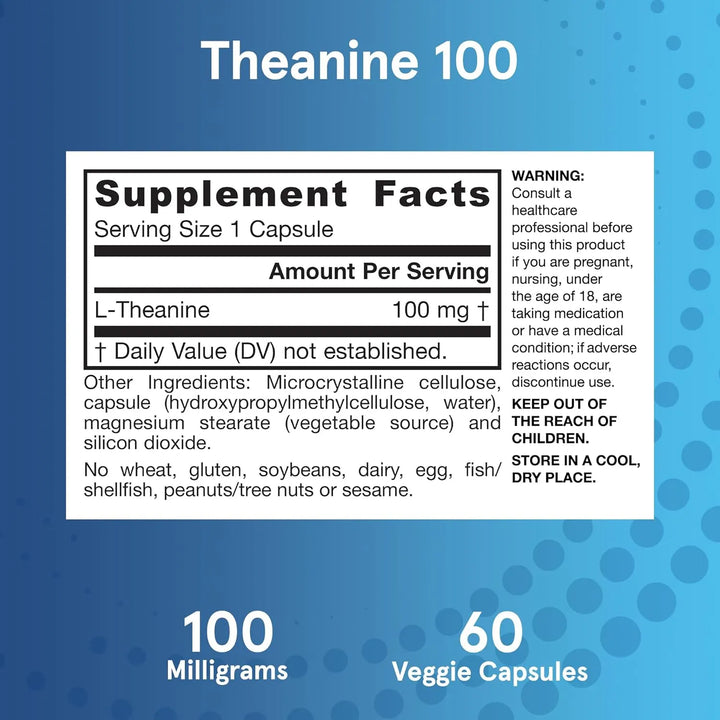 Teanina 100 Mg Aminoacidos Neurologicamente Activos 60 Cap - Imagen 6