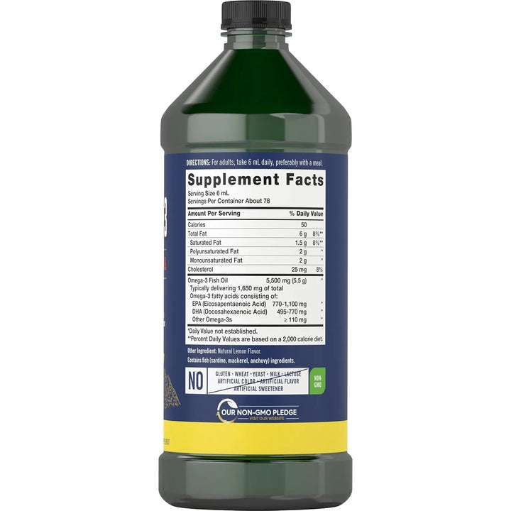 Aceite De Pescado Líquido Omega 3 1650 Mg Limón 946 Ml Doble - Imagen 2