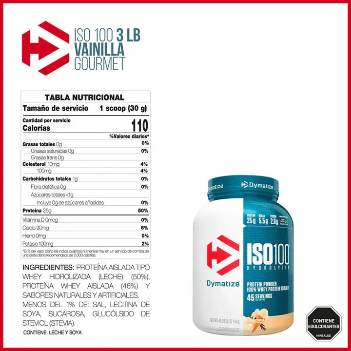 Proteína Iso100 Dymatize 3lb - Imagen 2