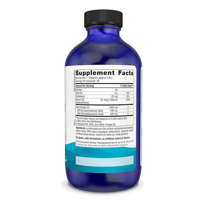 Aceite De Pescado Omega 3d Sabor Limón 240 Ml 1560 Mg Omega - Imagen 4