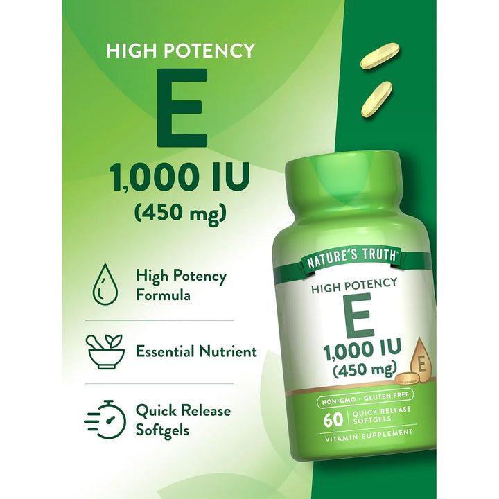 Cápsulas Suaves Vitamina E 1000 Ui 60 Unidades Alta Potencia - Imagen 5