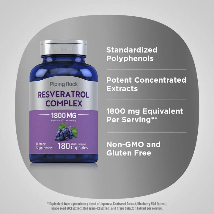 Complejo De Resveratrol 1800 Mg 180 Cápsulas Extracto De Sem - Imagen 4