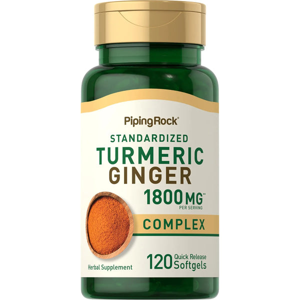 Cápsulas De Cúrcuma Y Jengibre 1800 Mg Con Extracto De Pimienta Negra Y Astrágalo 120 Unidades