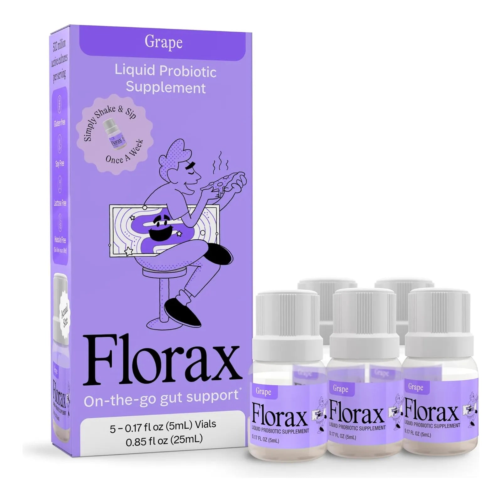 Florax Probiótico Líquido Soporte Intestinal Sabor Uva Vegano Sin Glut ...