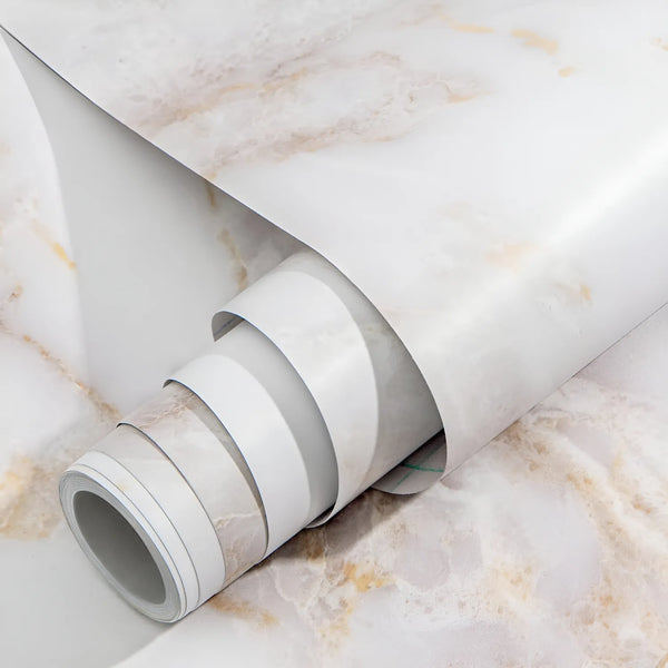Papel Adhesivo Marmol Blanco Oro Mate 44cm X 5 Mts Renueva Tus Muebles Facilmente