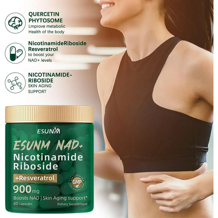 Ribosida De Nicotinamida 900 Mg Resveratrol 80 Cápsulas Anti - Imagen 6