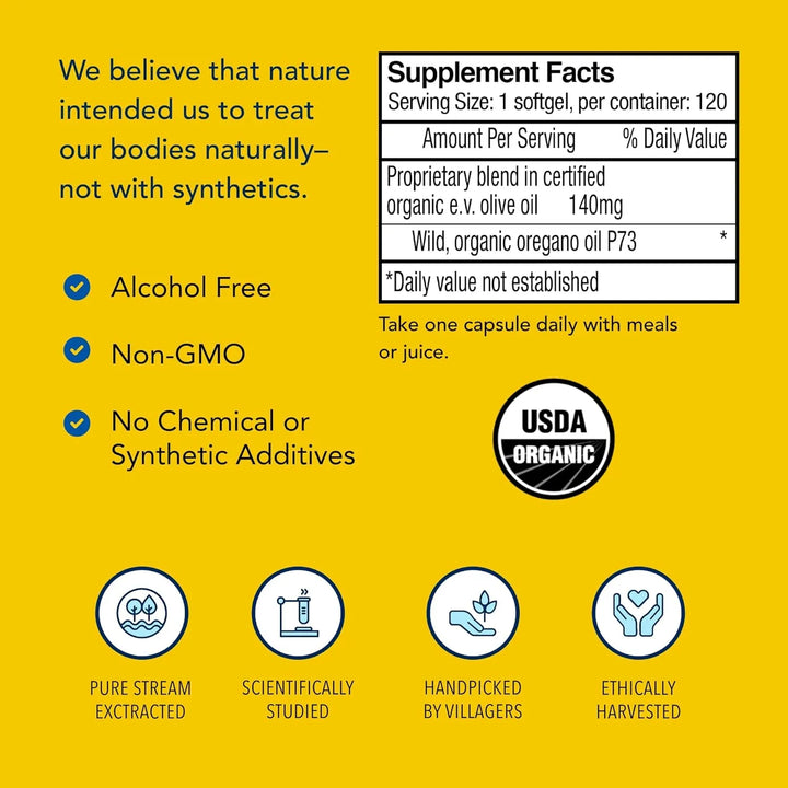 Aceite De Orégano Orgánico Mediterráneo Sin Procesar 120 Cap - Imagen 4