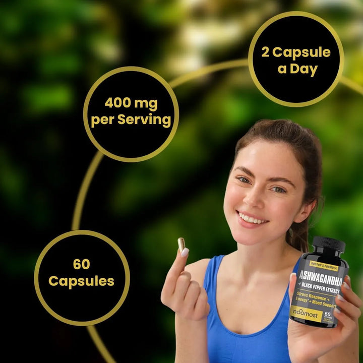 Ashwagandha 2700mg Con Pimienta Negra Alivio Estres 60 Cap - Imagen 5