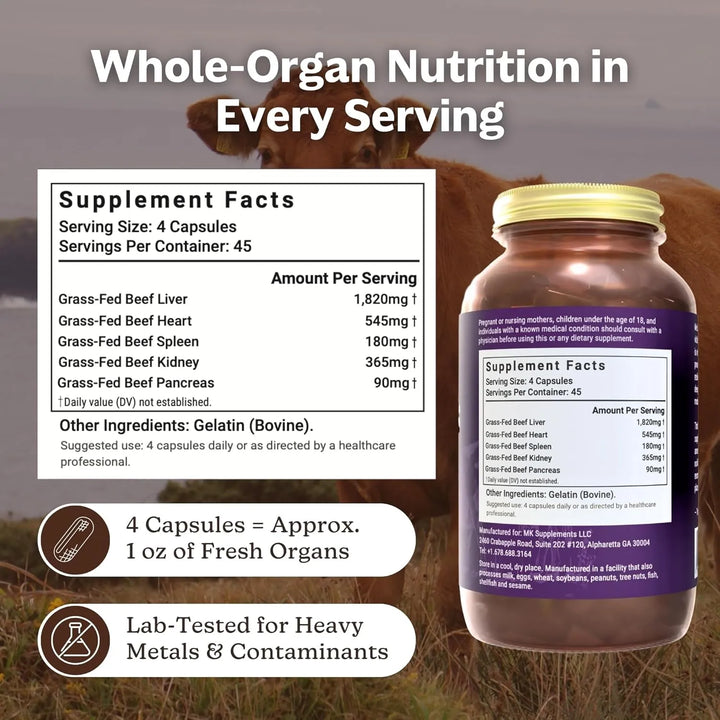 Cápsulas De Órganos De Carne Alimentados Con Pasto 3000 Mg 1 - Imagen 6