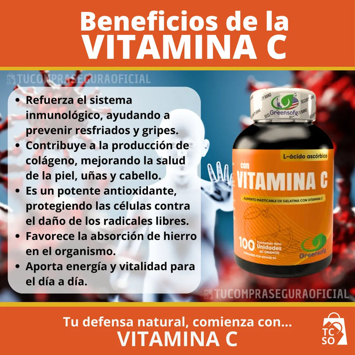 Vitamina C 1000mg Pura Acido Ascórbico Caps  Sistema Inmune Natural - Imagen 5