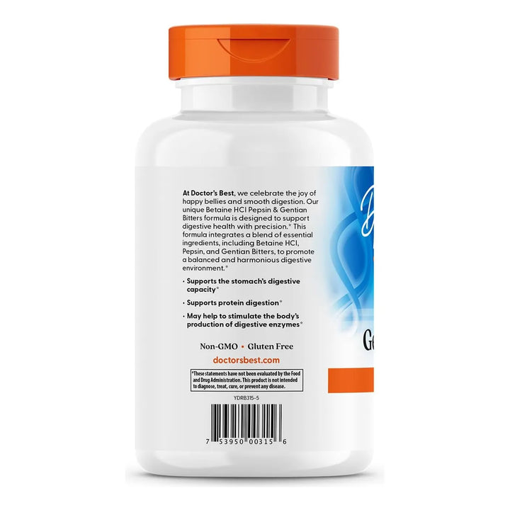 Betaine Hci Pepsin Y Gentian Bitters Doctors Best 360 Cap - Imagen 4