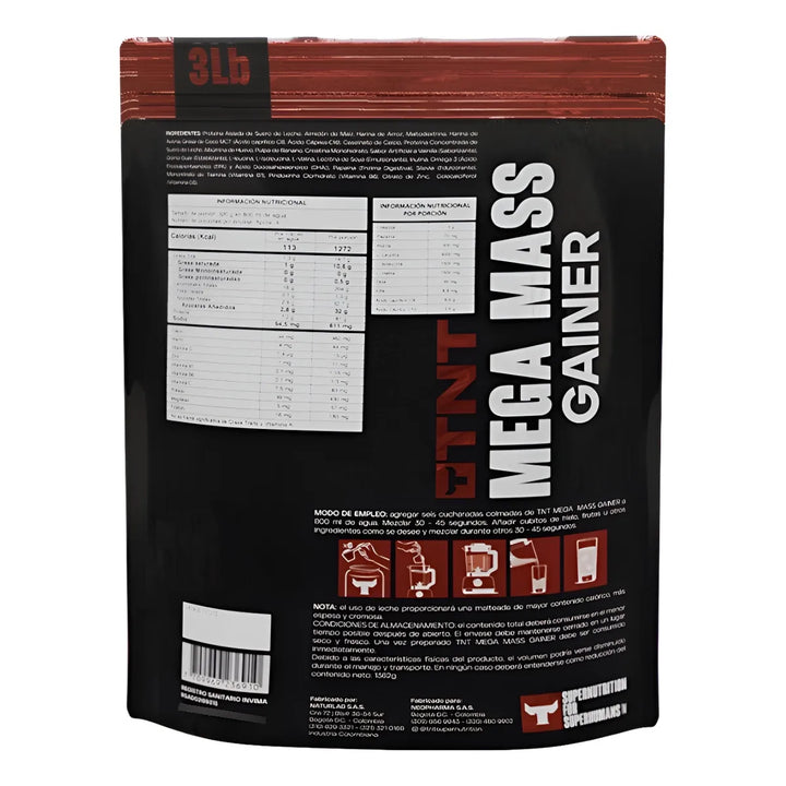 Tnt Mega Mass Gainer De 3 Lbs Proteína  - Imagen 2