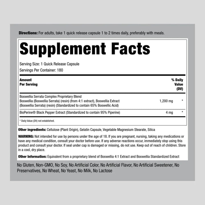 Cápsulas Extracto De Boswellia 1200 Mg 180 Unidades Complejo - Imagen 2