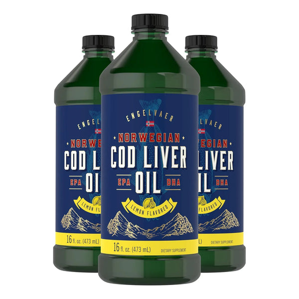 Aceite De Hígado De Bacalao Líquido 16 Onzas Sabor Limón Paq - Imagen 1