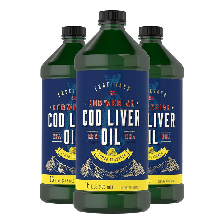 Aceite De Hígado De Bacalao Líquido 16 Onzas Sabor Limón Paq - Imagen 1