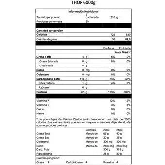 Proteina Thor Mega Mass Gainer Tnt 13lb Bcaa Glutamina Vainilla - Imagen 2