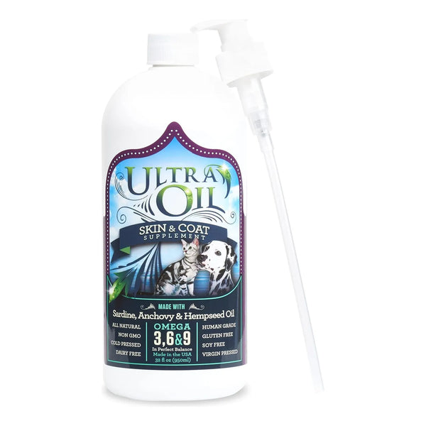 Aceite Ultra Para Perros Y Gatos Con Cáñamo Linaza Y Aceites Esenciales 32 Oz