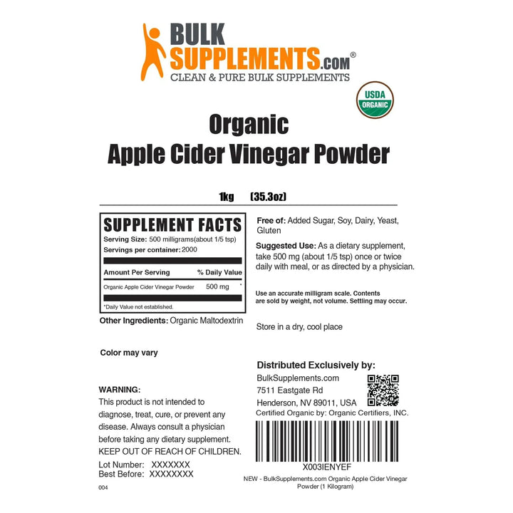 Polvo Orgánico De Vinagre De Sidra De Manzana 500 Mg Para Ap - Imagen 6