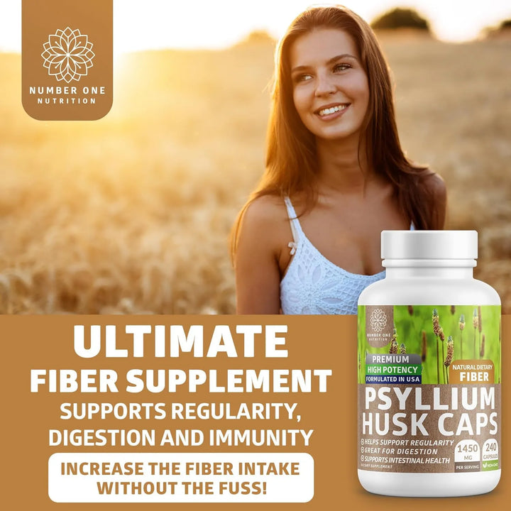 Cápsulas Naturales De Cáscara De Psyllium 1450 Mg Potente Fi - Imagen 3