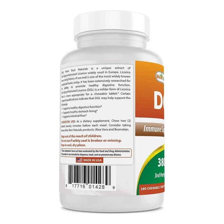 Dgl 380 Mg Masticable Inmune Best Naturals 180 Tabletas - Imagen 6