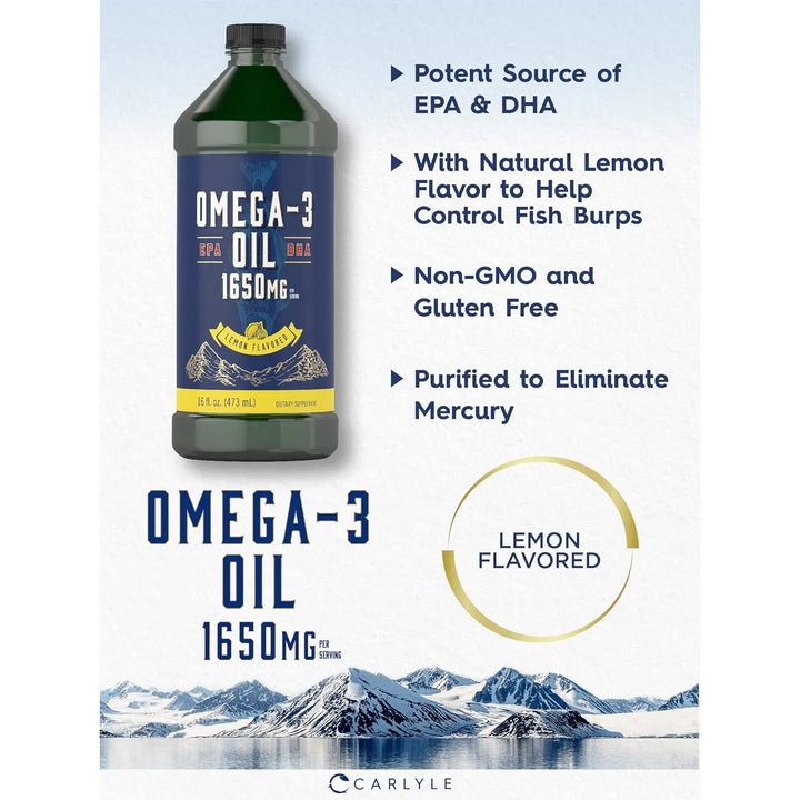 Aceite De Pescado Líquido Omega 3 1650 Mg Limón 946 Ml Doble - Imagen 3