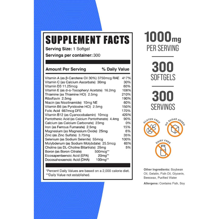 Multivitamínico Femenino Con Hierro Aceite De Pescado 300 Cá - Imagen 2