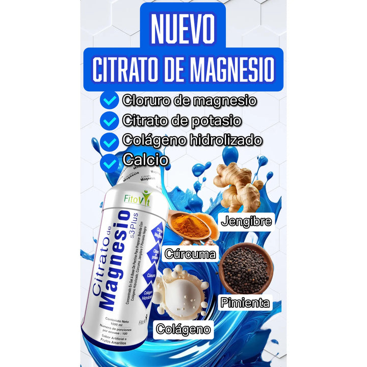 Citrato De Magnesio S3 Plus Con Calcio Y Colágeno Hidrolizado 1000ml Frutos Amarillos - Imagen 8