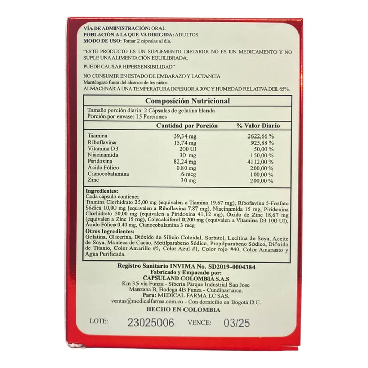  Complejo B + Zinc + Vitamina D3 Neutro - Imagen 2