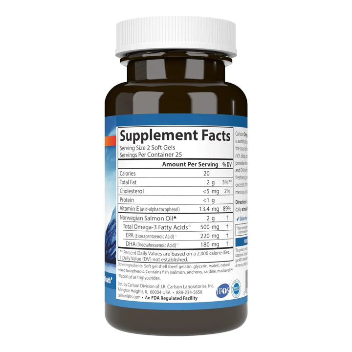 Carlson Aceite De Salmon Noruego 500mg Omega-3 50 Capsulas - Imagen 2
