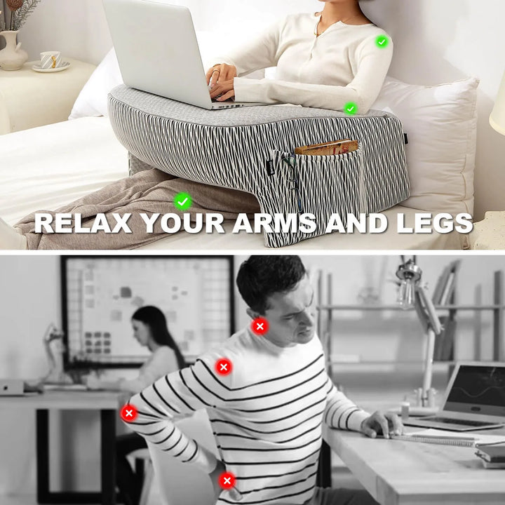 Almohada De Escritorio Ergonómica Para Regazo Ideal Lectura Gris - Imagen 3