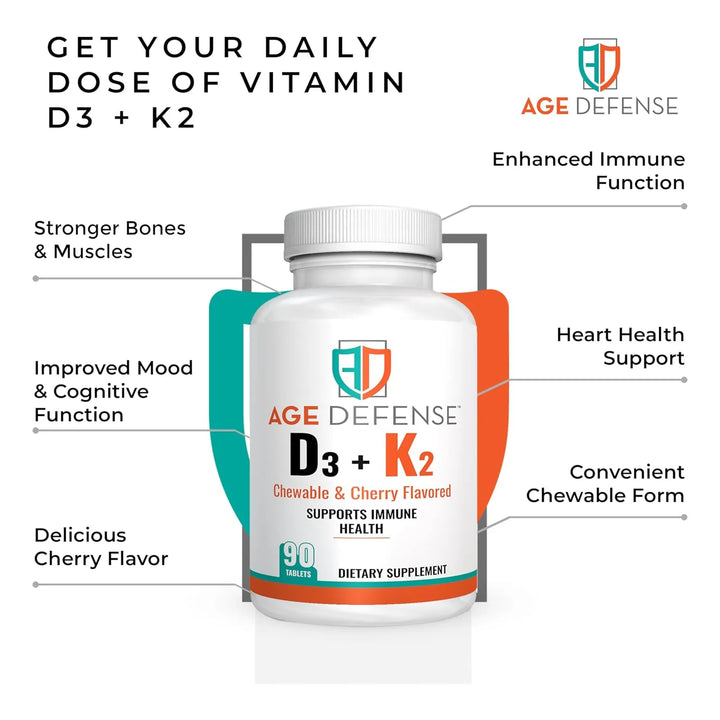 Vitamina D3 2000 Ui Tabletas Masticables K2-90 Sabor Cereza - Imagen 5
