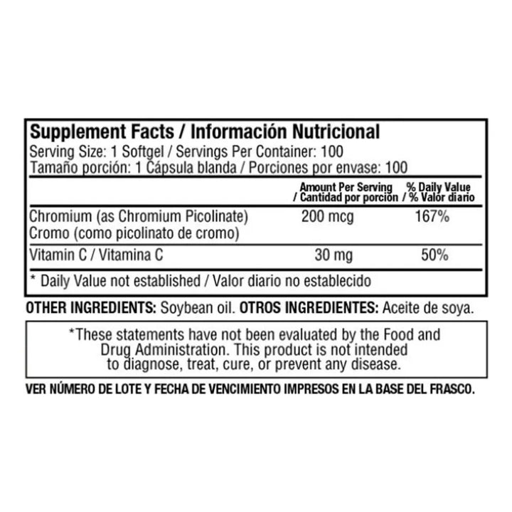 Picolinato De Cromo 200mcg X100 - Imagen 2