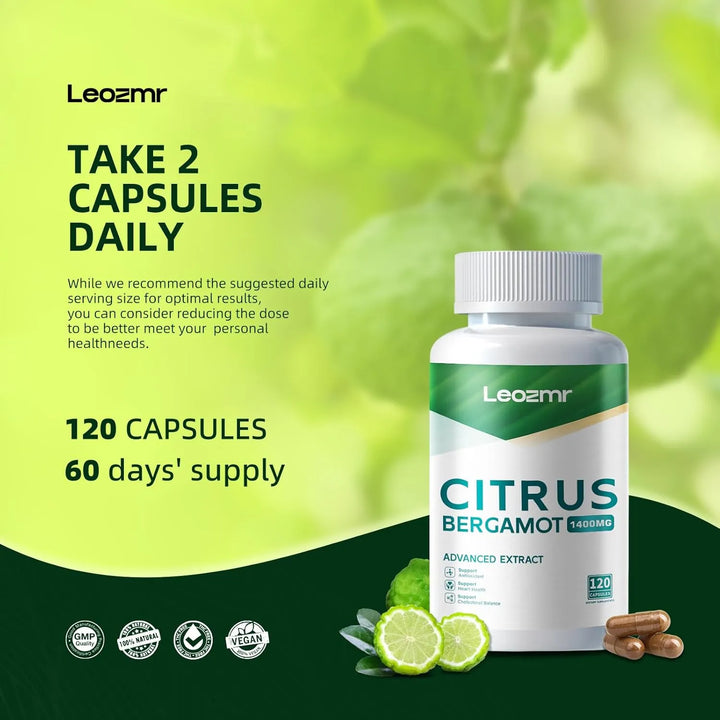Bergamota Cítrica Orgánica 1400 Mg 120 Cápsulas Aceite Esenc - Imagen 6