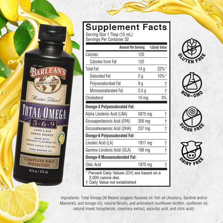 Total Omega 3 6 9 6468 Mg Epa Y Dha Plus Gla Limonada 473 Ml - Imagen 6