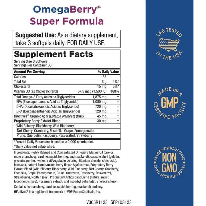 Aceite De Pescado Omegaberry Con Vitamina D3 Fórmula Orgánic - Imagen 2