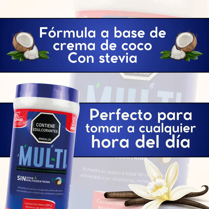 Multi 500g Sabor Vainilla Nutrition Factory + Stevia Natural 10ml - Imagen 5