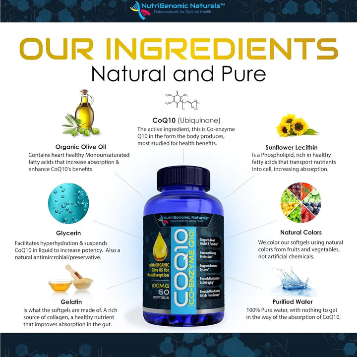 Coenzima Q10 100 Mg Con Aceite De Oliva Orgánico 60 Cápsulas - Imagen 3