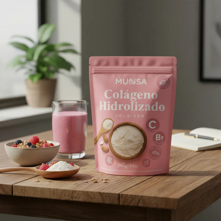 Colágeno Hidrolizado Munsa Con Vitamina C Biotina Calcio Y Prebióticos Suplemento Natural Para Piel Firme Cabello Radiante Y Articulaciones Fuertes - Imagen 7