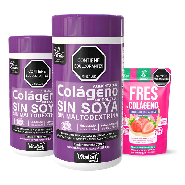 Combo X2 Colágeno Hidrolizado Vainilla Vitaliah + Fresa 250g Nf - Imagen 1