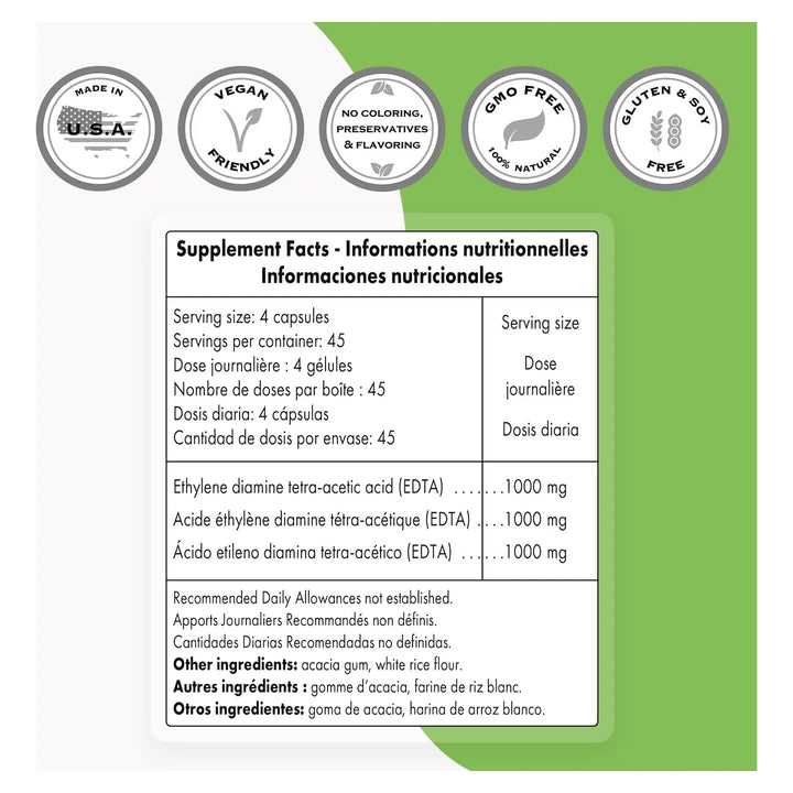 Antioxidante Potente Edta 1000 Mg Diarios 180 Cápsulas - Imagen 3