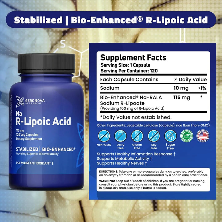 Ácido R-lipoico 115 Mg Cápsulas Bio-mejoradas Absorción Opti - Imagen 6