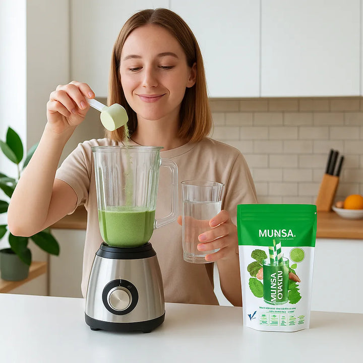 Munsa Green Mix De Frutas Y Verduras Verdes 250g Con Nopal Espinaca Brócoli Jengibre Limón Superfood Vegano Prebióticos Suplemento Saludable - Imagen 3