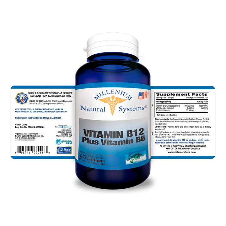 Vitamina B12 + B6 X 100caps Mns Sin Sabor - Imagen 2