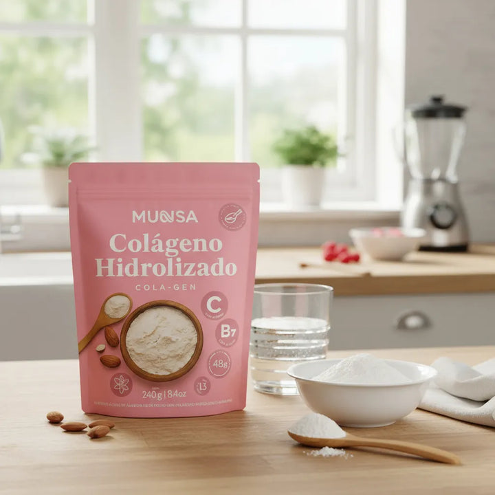 Colágeno Hidrolizado Munsa Con Vitamina C Biotina Calcio Y Prebióticos Suplemento Natural Para Piel Firme Cabello Radiante Y Articulaciones Fuertes - Imagen 8