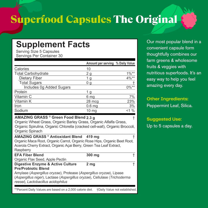 Cápsulas De Superalimentos Con Espirulina Clorella Probiótic - Imagen 3