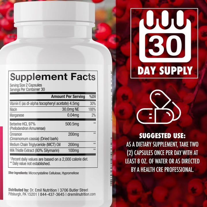 Cápsulas De Berberina 500mg Con Canela Aceite Mtc Y Cardo Ma - Imagen 6